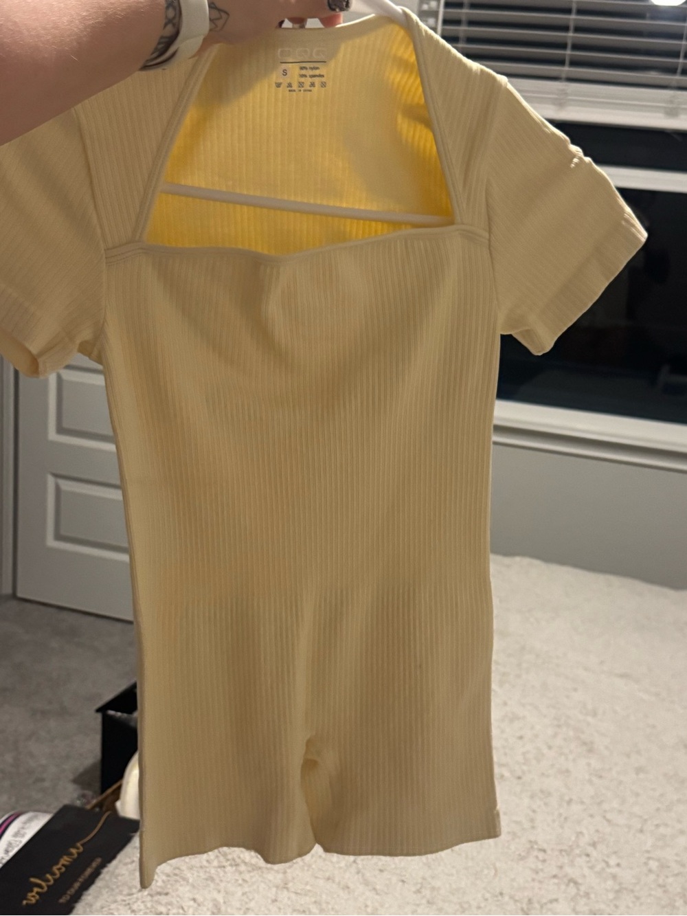Soft Ribbed Yellow One-Piece Romper